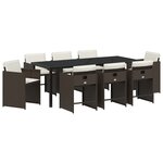 vidaXL Ensemble de salle à manger pour jardin 9 Pièces Marron polyrotin
