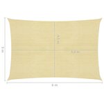 vidaXL Voile d'ombrage 160 g/m² Beige 5x6 m PEHD