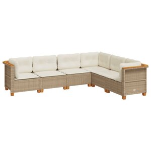vidaXL Salon de jardin avec coussins 6 Pièces beige résine tressée