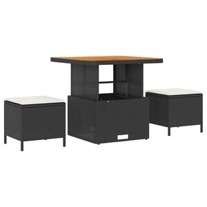 vidaXL Ensemble de salle à manger pour jardin Noir polyrotin