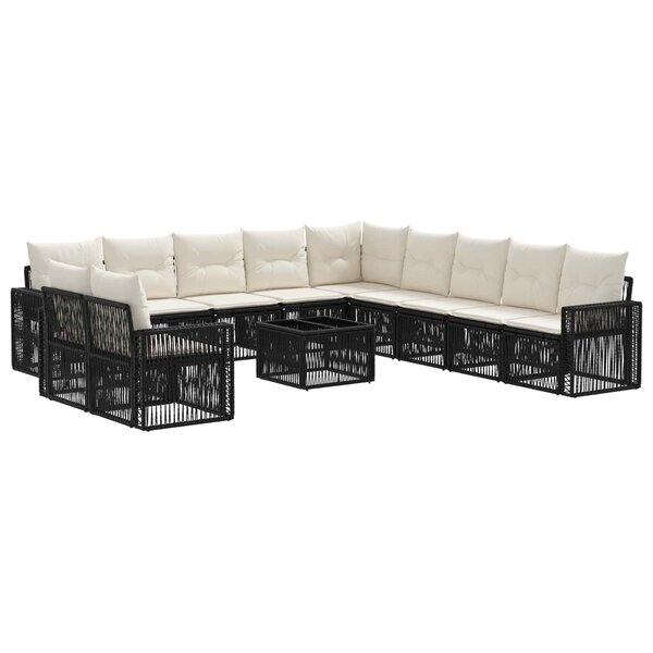 vidaXL Ensemble de canapé de jardin 12 pc Noir et blanc crème
