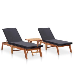 vidaXL Chaises longues 2Pièces avec table résine tressée et bois d'acacia