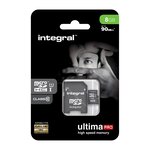 Carte mémoire Micro SD Integral UltimaPro 8 Go Class 10 + adaptateur SD (90Mo/s)