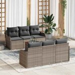 vidaXL Ensemble de canapé de jardin 7 Pièces Gris Poly rotin