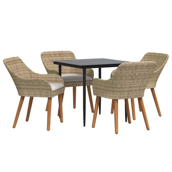 vidaXL Ensemble de salle à manger pour jardin 5 pc Beige polyrotin