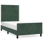 vidaXL Cadre de lit avec tête de lit Vert foncé 90x190 cm Velours