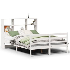 vidaXL Lit bibliothèque sans matelas blanc 140x200 cm bois pin massif