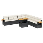 vidaXL Salon de jardin 11 Pièces avec coussins noir résine tressée
