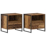 vidaXL Table de chevet avec tiroir 2 Pièces Bois Ancien 50 x 39 5 x 50 cm