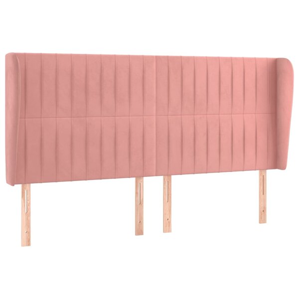 vidaXL Tête de lit avec oreilles Rose 163x23x118/128 cm Velours