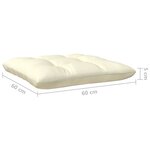 vidaXL Repose-pied de jardin avec coussin crème Bois de pin massif