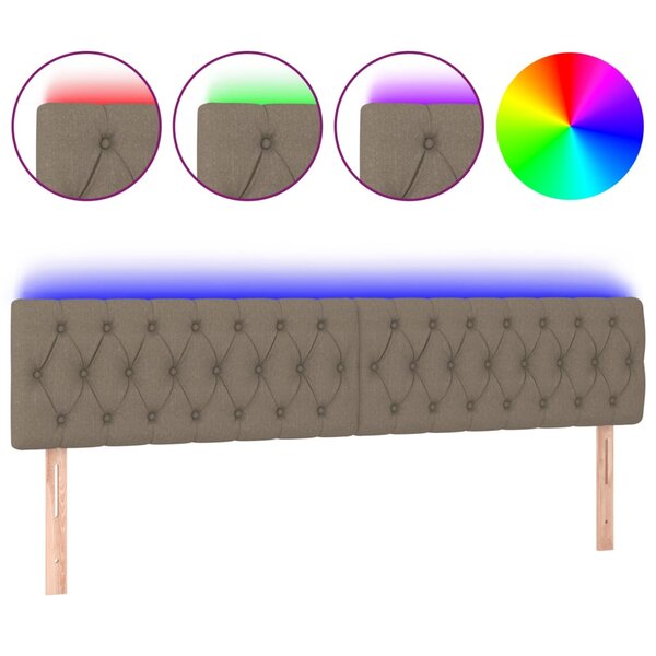 vidaXL Tête de lit à LED Taupe 180x7x78/88 cm Tissu