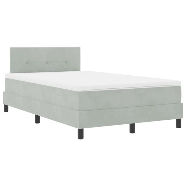 vidaXL Lit à ressort LED avec matelas Gris clair 120 x 190 cm Velours