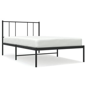 vidaXL Cadre de lit métal sans matelas avec tête de lit noir 90x200 cm