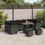 vidaXL Ensemble de canapé de jardin 10 Pièces Noir polyrotin