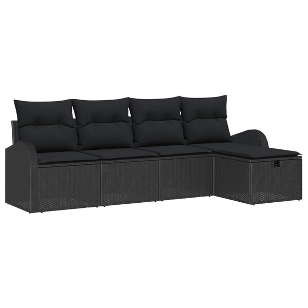 vidaXL Ensemble de Canapés avec coussin avec stockage Noir polyrotin