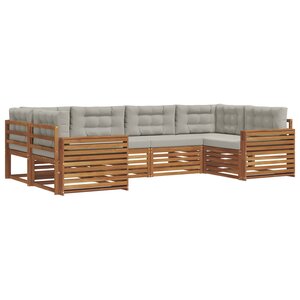 vidaXL Ensemble de canapés d'extérieur 6 Pièces Gris Naturel et Clair