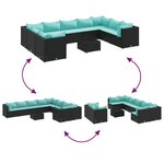 vidaXL Salon de jardin 10 Pièces avec coussins noir résine tressée