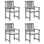 vidaXL Chaises de jardin et coussins lot de 4 Gris Bois acacia massif