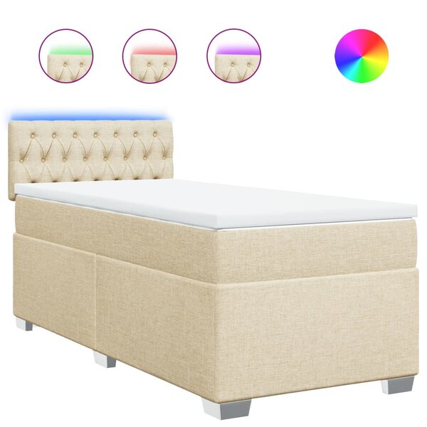 vidaXL Sommier à lattes de lit et matelas Crème 90x190 cm Tissu