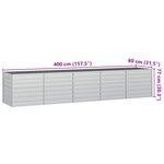 vidaXL Lit surélevé de jardin 400x80x77 cm Acier galvanisé Argenté