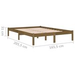 vidaXL Cadre de lit Marron miel Bois de pin massif 160x200 cm