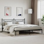 vidaXL Cadre de lit métal avec tête de lit noir 193x203 cm