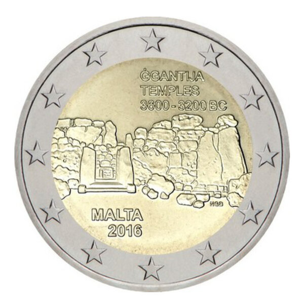 2 euros commémorative Malte 2016 - Temples de gantija.