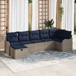 vidaXL Ensemble de Canapés avec coussin Gris et marine polyrotin