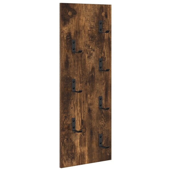 vidaXL Porte-manteau mural Montage mural Chêne fumé 30 x 1.5 x 80 cm