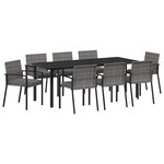 vidaXL Ensemble de salle à manger pour jardin 9 pc Gris