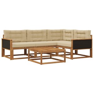 vidaXL Ensemble de canapés d'extérieur 5 Pièces Naturel et Beige
