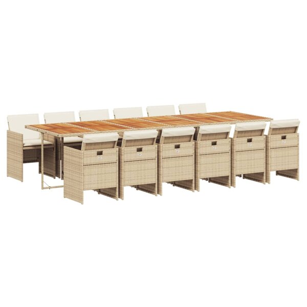 vidaXL Ensemble à manger de jardin et coussins 13 Pièces beige