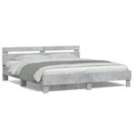 vidaXL Cadre de lit avec LED sans matelas gris béton 160x200 cm