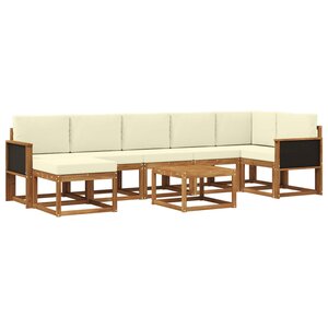 vidaXL Ensemble de canapés d'extérieur 8 pc Naturel et Crème Polyester