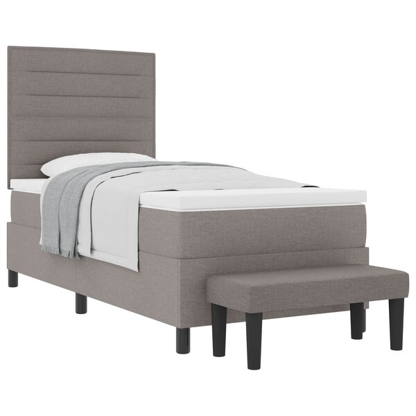 vidaXL Lit à ressorts avec tête de lit Taupe 90 x 200 cm tissu