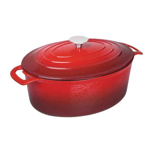 Grande cocotte ovale rouge en fonte vogue 6 l -  - fonteoui 230x125mm