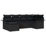 vidaXL Ensemble de Canapés de Jardin de 6 pièces avec Coussins Noir Rattan Poly