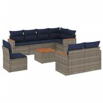 vidaXL Salon de jardin 9 Pièces avec coussins gris résine tressée
