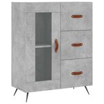 vidaXL Buffet gris béton 69 5x34x90 cm bois d'ingénierie