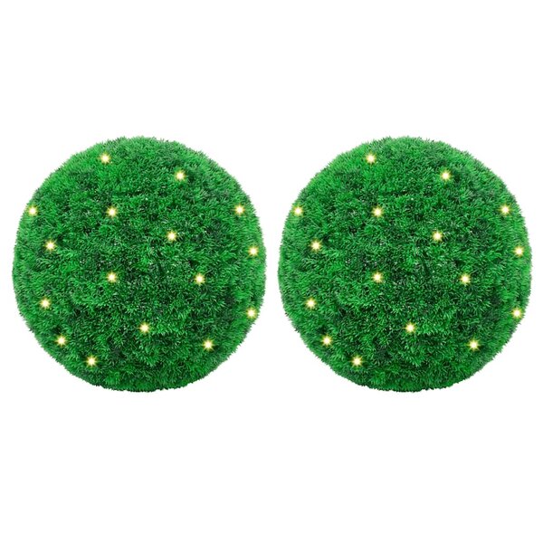 vidaXL Boules de buis artificielles avec lumières LED 2 Pièces vert 35 cm