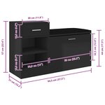 vidaXL Banc à chaussures Noir brillant 94 5x31x57 cm Aggloméré