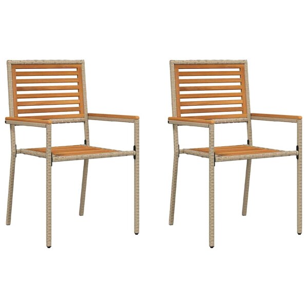 vidaXL Chaises empilables de jardin 2 Pièces Marron et beige