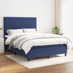 vidaXL Sommier à lattes de lit avec matelas Bleu 140x200 cm Tissu