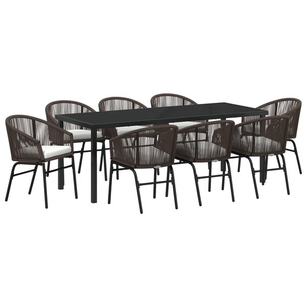 vidaXL Ensemble de salle à manger de jardin 9 pièces  rattan poly marron