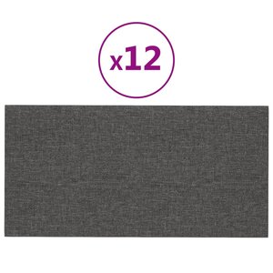 vidaXL Panneaux muraux 12 Pièces Gris foncé 60x30 cm Tissu 2 16 m²