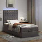 VidaXL Cadre de lit ottoman avec matelas gris 100x200 cm similicuir
