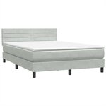 vidaXL Sommier à lattes de lit et matelas et LED gris clair 160x210cm velours