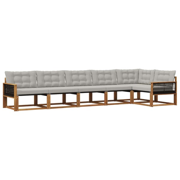 vidaXL Ensemble de canapés d'extérieur 6 Pièces Naturel et gris clair