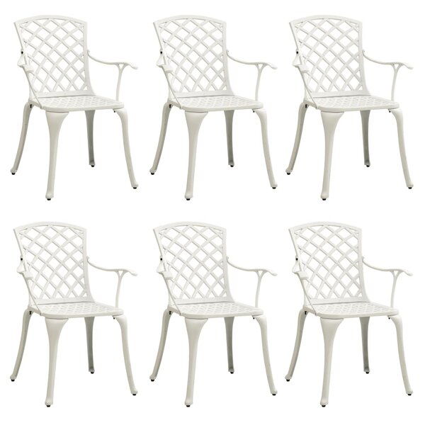 vidaXL Chaises de jardin lot de 6 fonte d'aluminium blanc